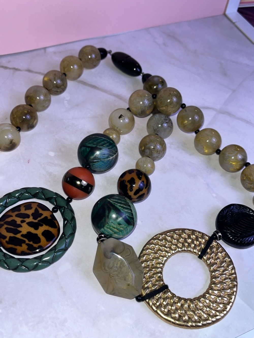 Vintage Angela Caputi Long Resin Necklace RARE HTF - Picture 12 of 15